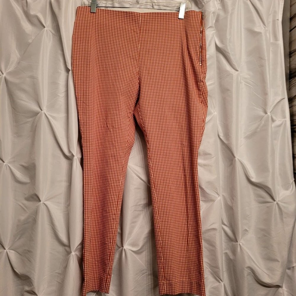 a new day CORAL & WHITE CHECK CASUAL PANT SIZE 12